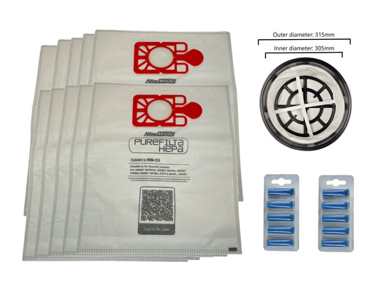 10 x Vacuum Bags & Cloth 12" Filter for Numatic Henry Hetty George James Hoover